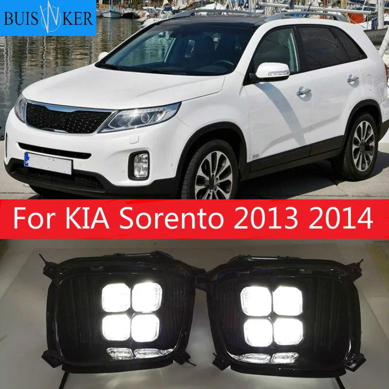

2 шт. светодиодный фонарь для KIA Sorento 2013 2014 DRL Дневной ходовой светильник, Дневной светильник, водонепроницаемый противотуманный фонарь, автомобильный Стайлинг, светильник s