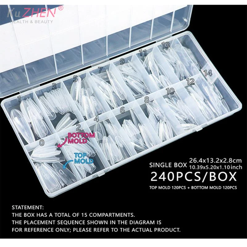 240개 샌드위치 네일 폼 15 사이즈 오벌 연장 듀얼 폼 종이 폼 필요 없이 간편하게 네일 연장 가능