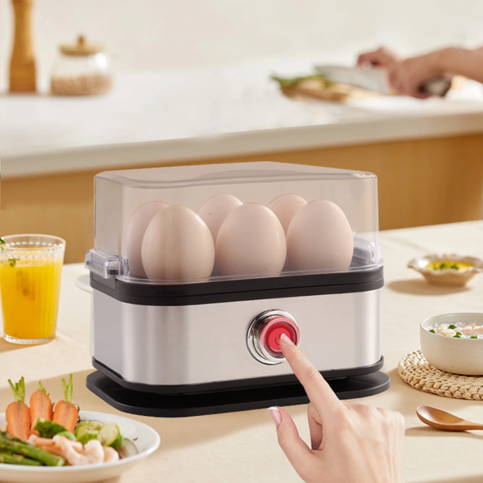 Vegetable Steamer with Auto Shut-Off Egg Steamer 6-Egg Capacity Food Steamer for Hard Boiled Eggs