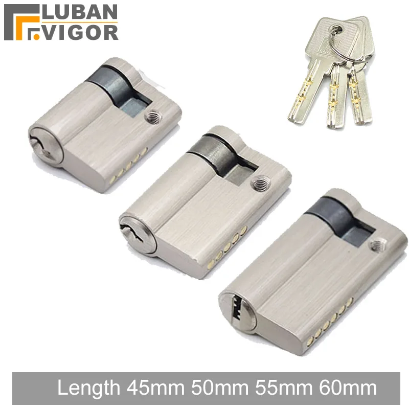 Door Lock Cylinder 45mm 50mm 55mm 60mm Invisible door lock core glass door lock single side cylinder with knob for fire-proof Security