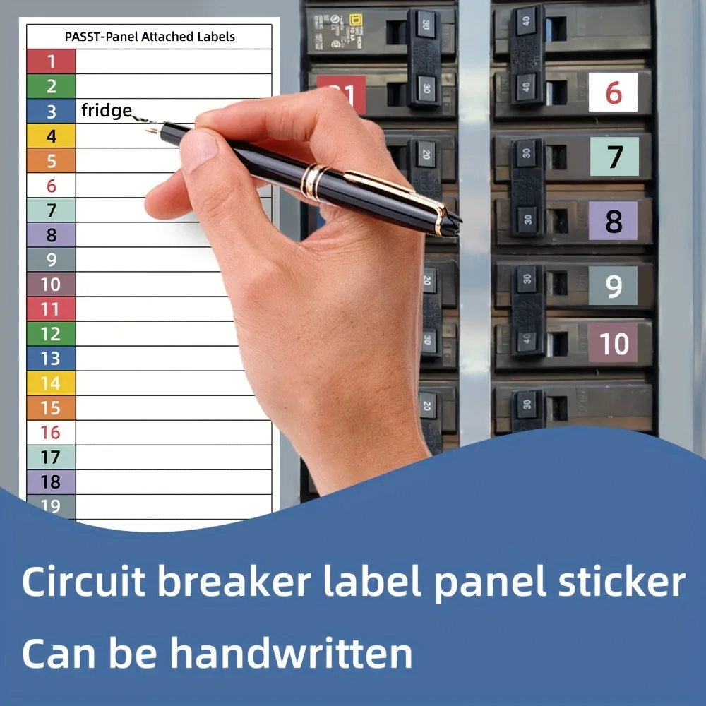 Circuit Breaker Label Kit with Marking Panel (1-10, N, T, R, S) | Handwritten Electrical Panel Stickers for Distribution Boxes - 4