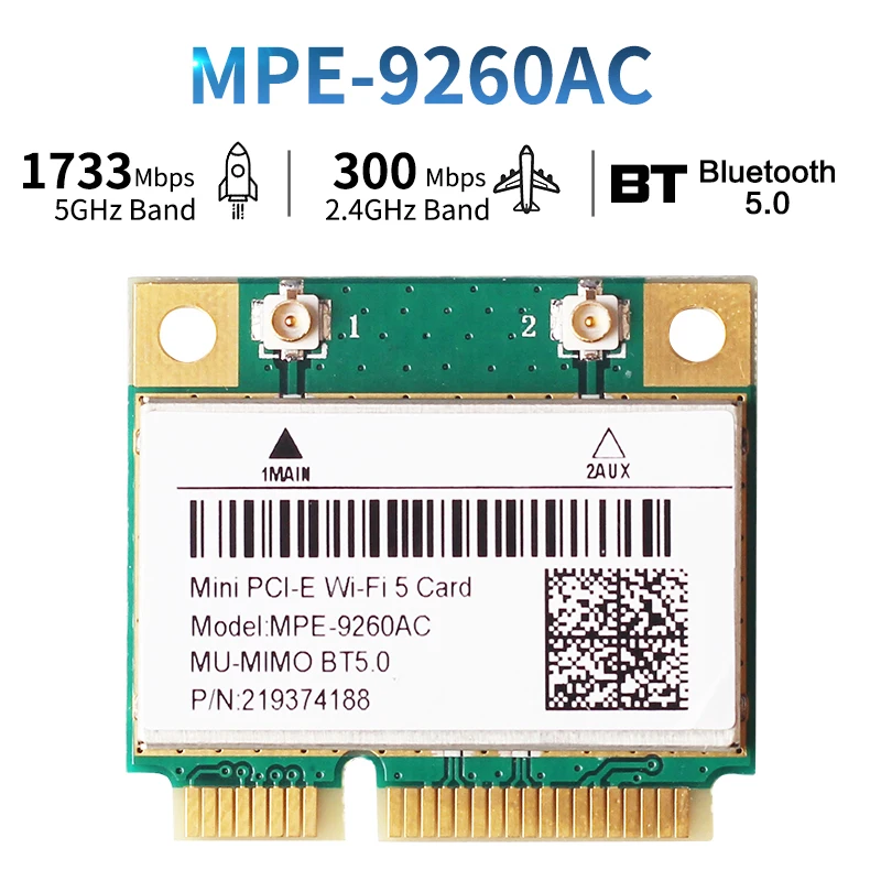 2.4g 5ghz bluetooth 5.0 802.11ac placa de