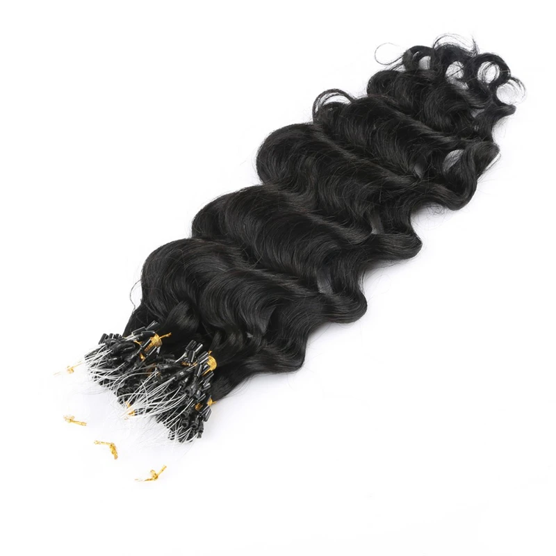 European Deep wave Micro Ring Vrigin Hair Extensions 1g/s #4 #27 Remy Blonde Brown Micro Bead Loop Human Hair Extension