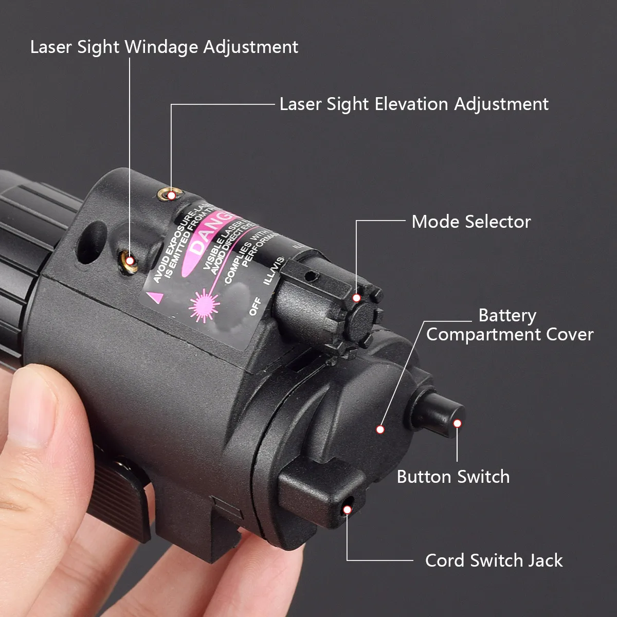 Tactical Weapon Flashlight Remote Switch Red Dot Laser Sight Pistol Gun Light for Glock 17 19 / 20mm Rail Hunting