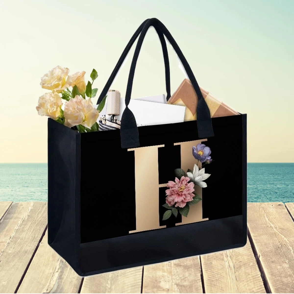 

Дамские сумочки с цветами и надписью, Стильная вместительная портативная дизайнерская роскошная сумка на ремне для женщин, уличная черная сумка с ручками