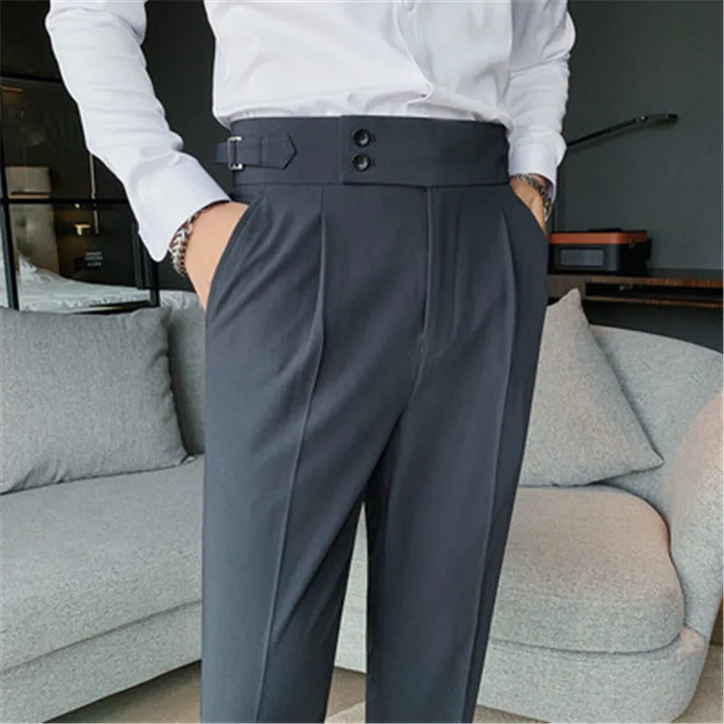 Office Trousers For Men Dress Pants Formal Grey Social Slim Fit Party