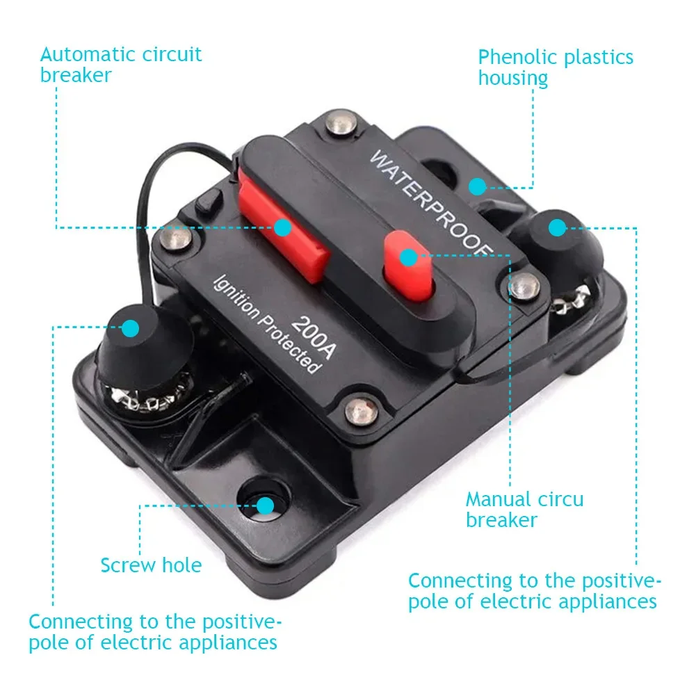 Waterproof car boat auto AMP circuit breaker fuse reset DC 12-48V 30A 40A 50A 60A 70A 80A 100A 120A 150A 200A 250A 300A