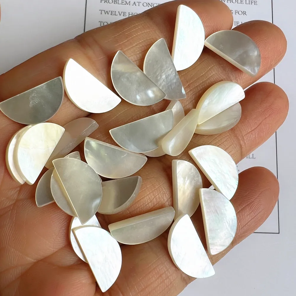 7.5x15mm 하프 문 컷 천연 마더 펄 쉘 & 블랙 오닉스 스톤