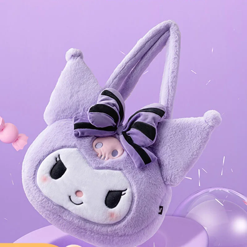 

Мультяшная аниме периферийная Наплечная Сумка Kuromi Sanrioed из плюша Ins Kawaii большая емкость для хранения косметики плюшевая сумка-мессенджер подарки
