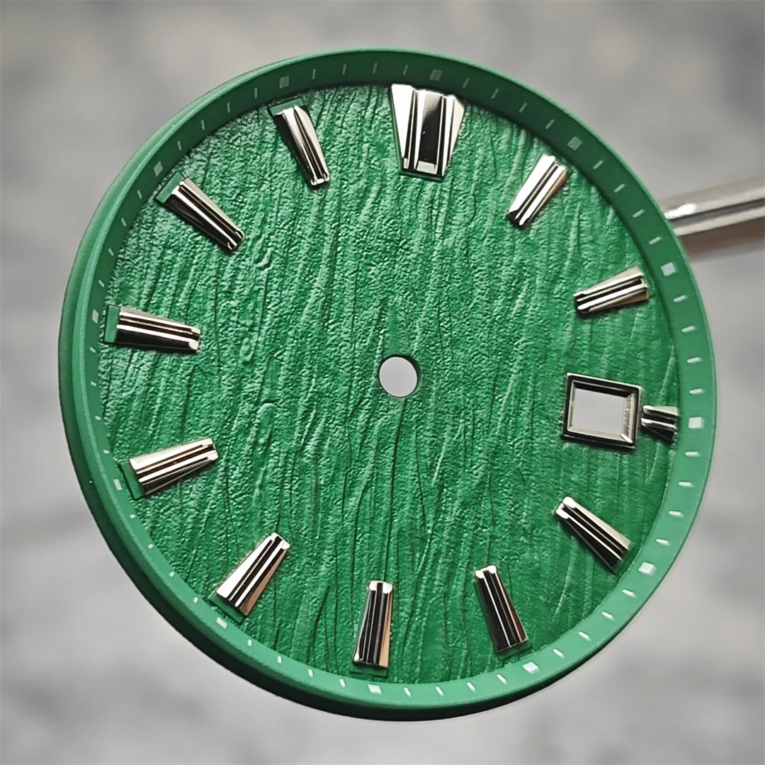 Watch Dial Accessories Watch Face Accessories 33.5mm Watch Dial Tianshu White Birch Texture Surface with Single Date Watch Faces Replace Accessories for NH35 NH36 Movement