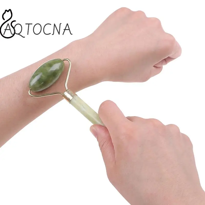 Natural Jade Stone Guasha Facial Face Thin Roller+Body Guasha Board Massager Stone Tool Beauty Health Care Tools