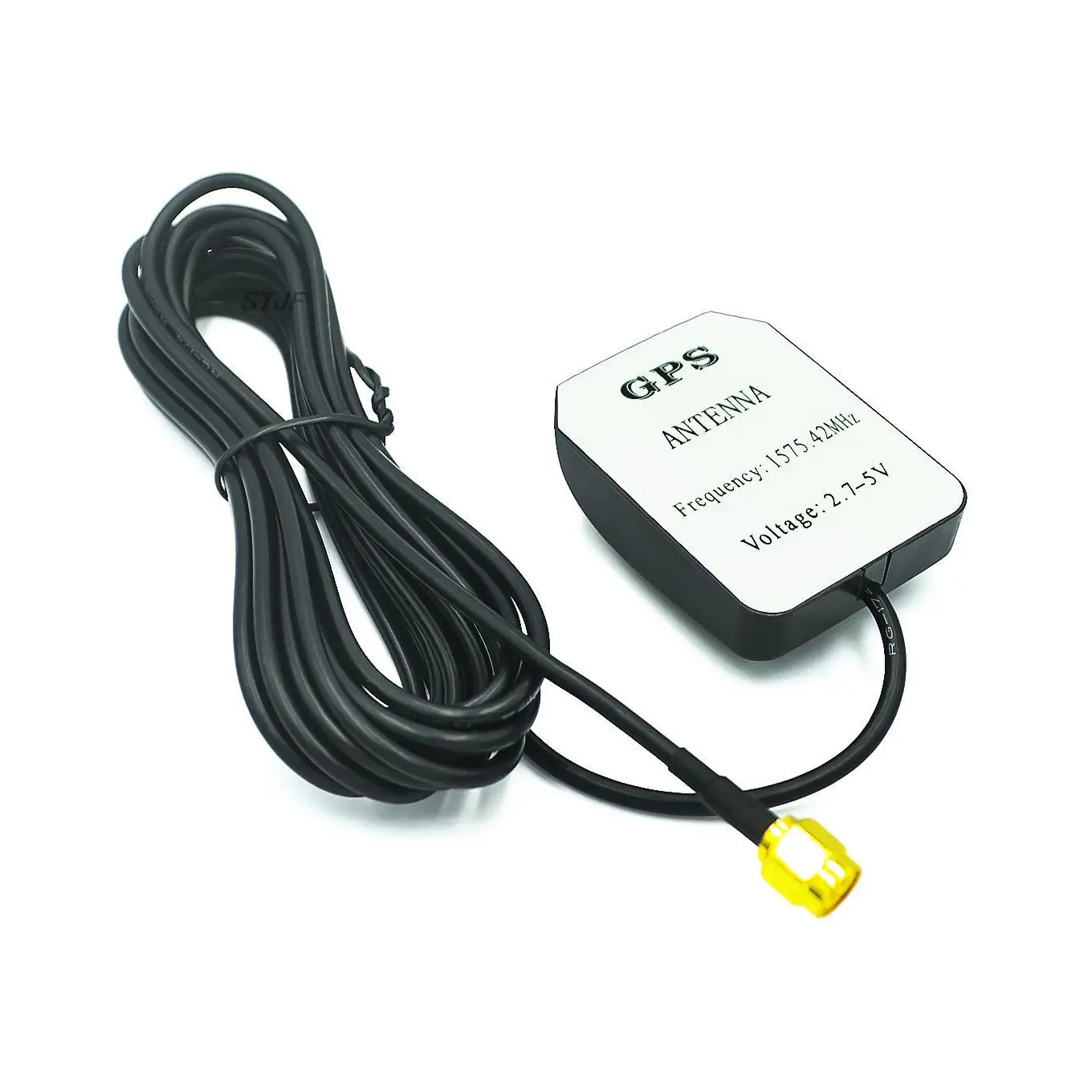 Gros plan sur l'antenne GPS active avec double amplification 3M SMA, montrant son connecteur SMA et son câble de 3 mètres.