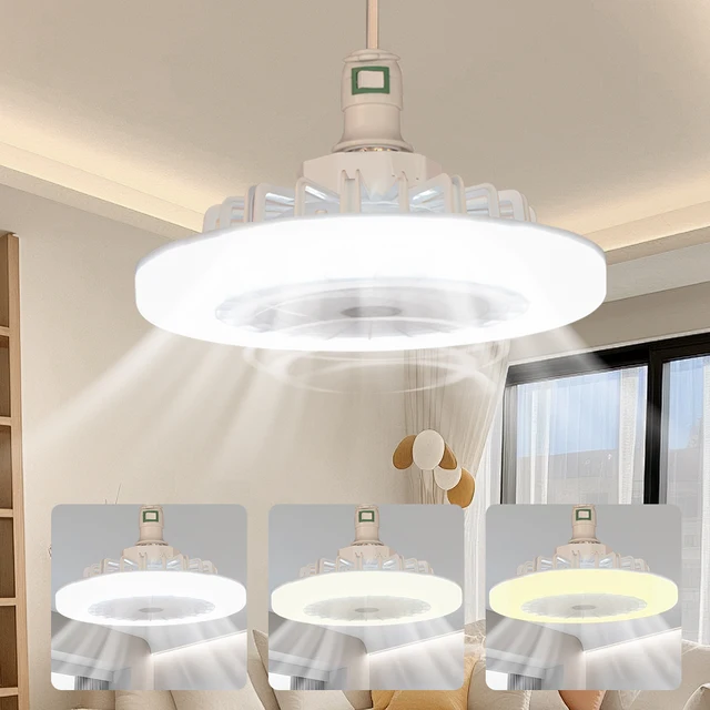2-in-1 3 단 모드 LED 선풍기 라이트, LED 램프 비드, E27 나사 선풍기 라이트, 리모컨 벽 제어 침실 선풍기 천장 조명