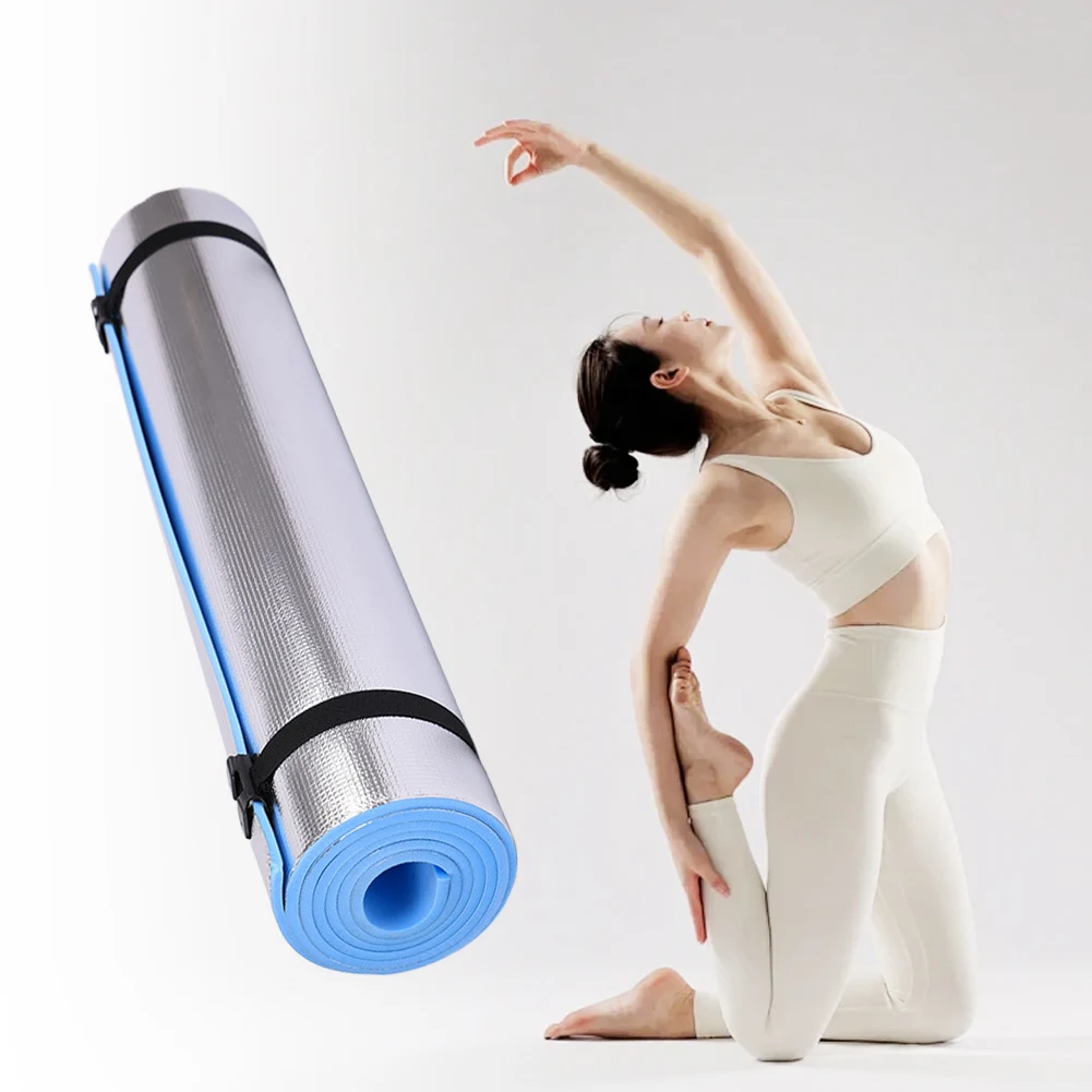 Aluminum Foil EVA Yoga Mat Non-Slip Gymnastics Fitness Pad Outdoor Picnic Beach Camping Mat Moisture-Proof 180x50x0.6cm