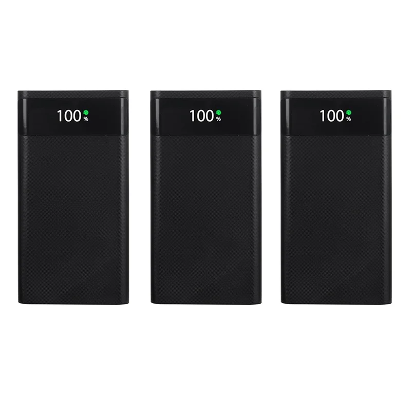 3X 18650 배터리 보조베터리 상자 5V 2.1A LCD 디스플레이 20000Mah 전원 보드 6X18650 배터리 DIY 보조베터리 케이스(검은색)-A74Z