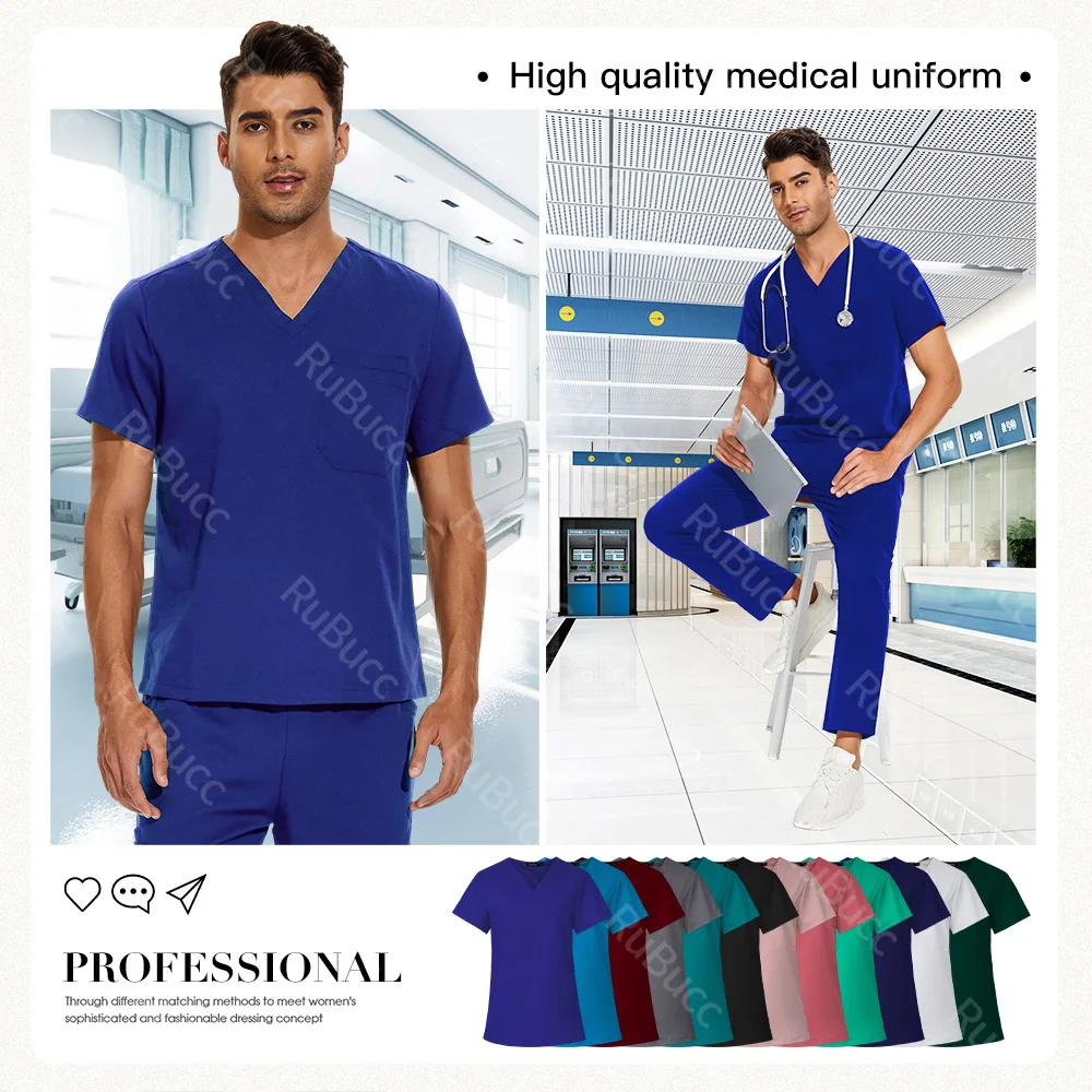 Hospital Doctor Uniforms Men Dental Clinic Scrubs Nurse Accessories Short Sleeved Nursing Suit Medical Uniforms Suits