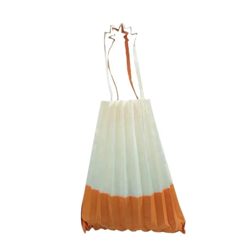 ALSEY Miyake Pleated Women's Shoulder Bag Patchwork Series Canvas Shopping Bag Niche Hundred Tote Korean Folding Fan Organ Bag 6