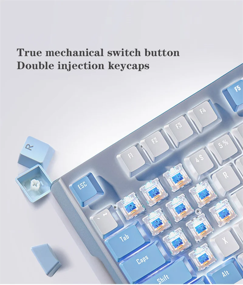 Teclado Mecânico Gamer BASIC Teclas temáticas, Sublimação PBT, 104 teclas - ROLKO tech
