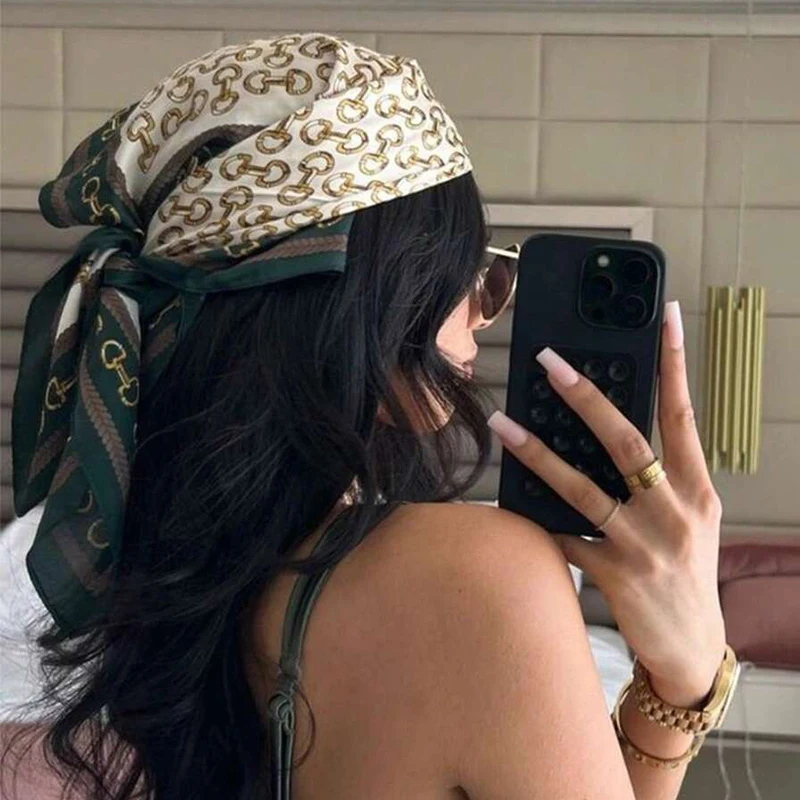 Luxury Silk Head Scarf - Soft Summer Foulard Bandana for Women