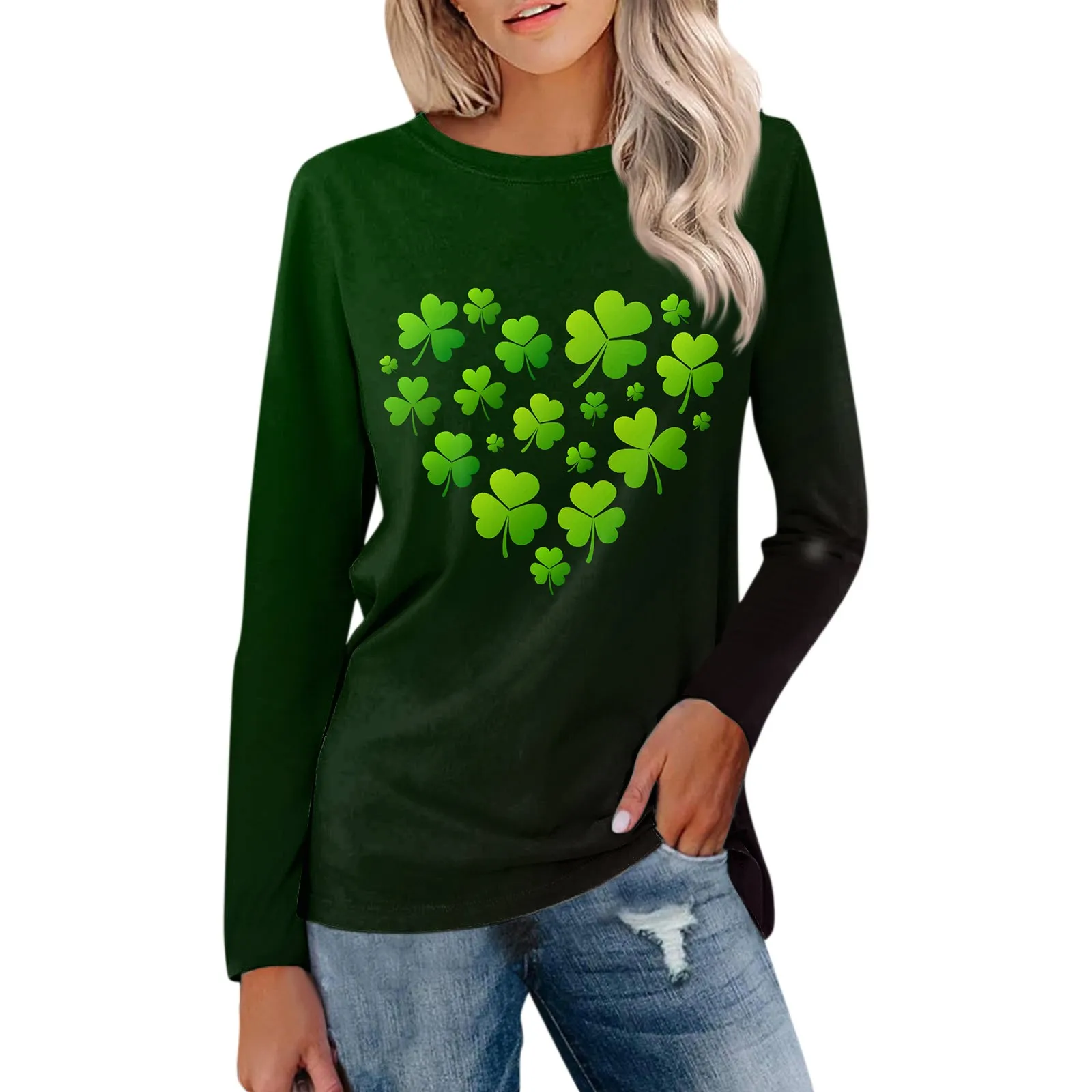 

Женский модный Повседневный пуловер Saint Patrick'S Day с длинным рукавом и круглым вырезом, топ, блузка, женские укороченные топы Y2k, милая майка
