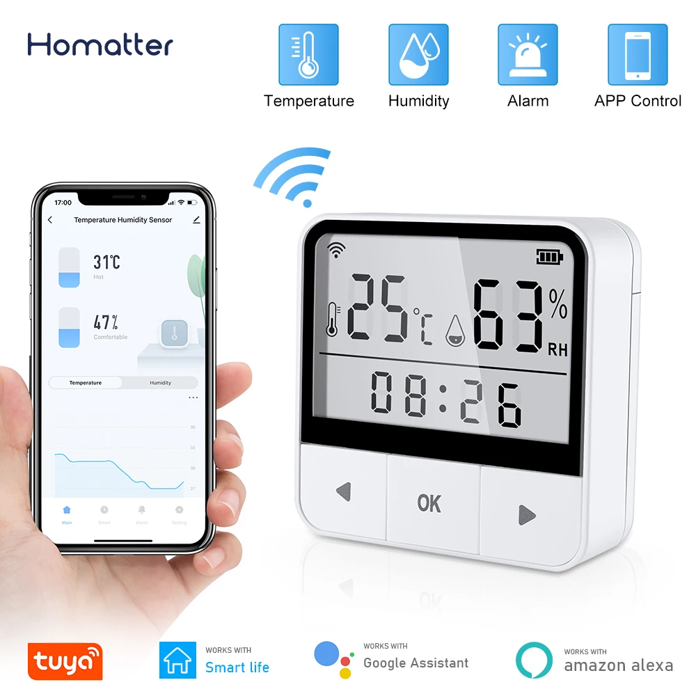 Homatter Tuya Wifi Temperature Humidity Sensor Indoor Thermometer