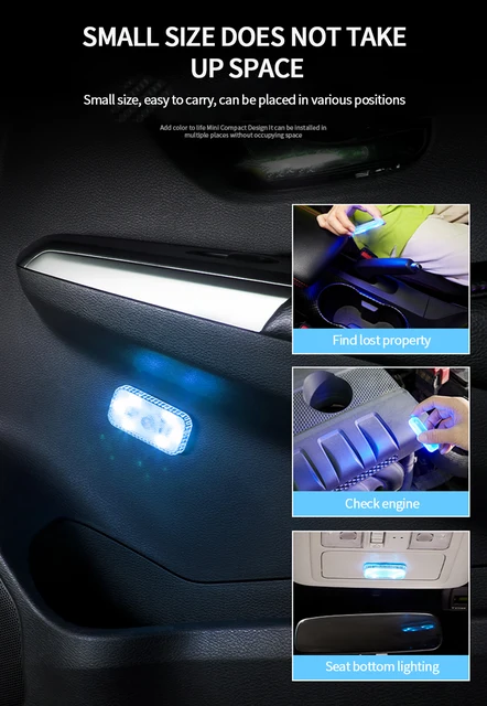 Luci magnetiche per auto touch 6 led lampade da lettura colorate auto  interno senza fili potabile luce ambientale porta piede tronco lampadina