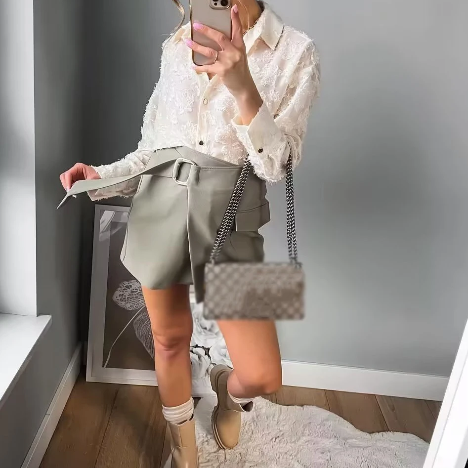 

Woman Fashion Green Irregular Pocket Cargo Skirts 2023 Girls Y2K High Waisted Mini Skirts Female High Street Wrap Skirt