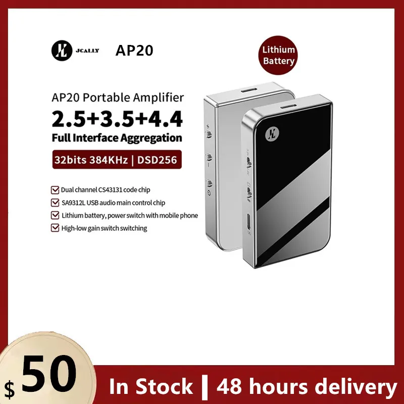

JCALLY AP20 Built-in Battery Portable DAC & AMP Dual CS43131 Code Chip Headphone Amplifier 32bits 384KHz/DSD256 | 2.5+3.5+4.4mm