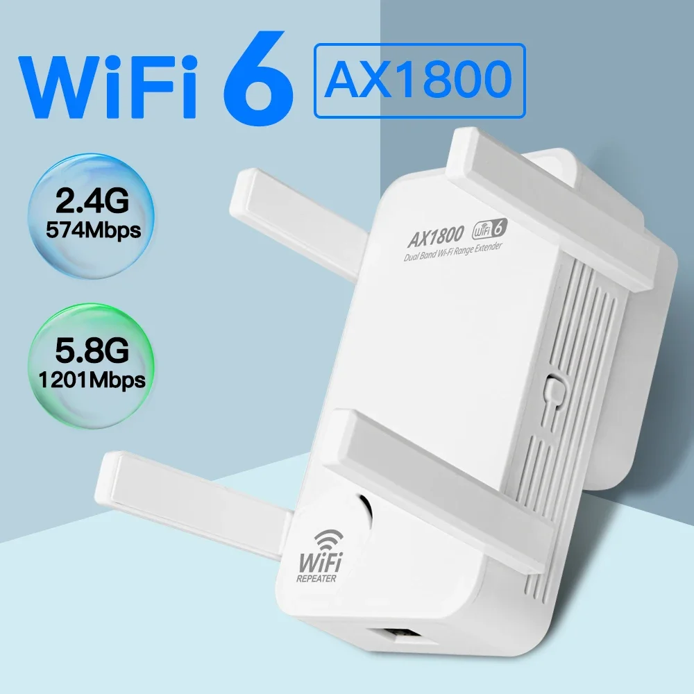 

Wifi 6 AX1800 Wifi Repeater Dual band 2.4/5GHz Wireless Wifi Extender 1800Mbps Network Wi-fi Booster Amplifier Long Range Signal