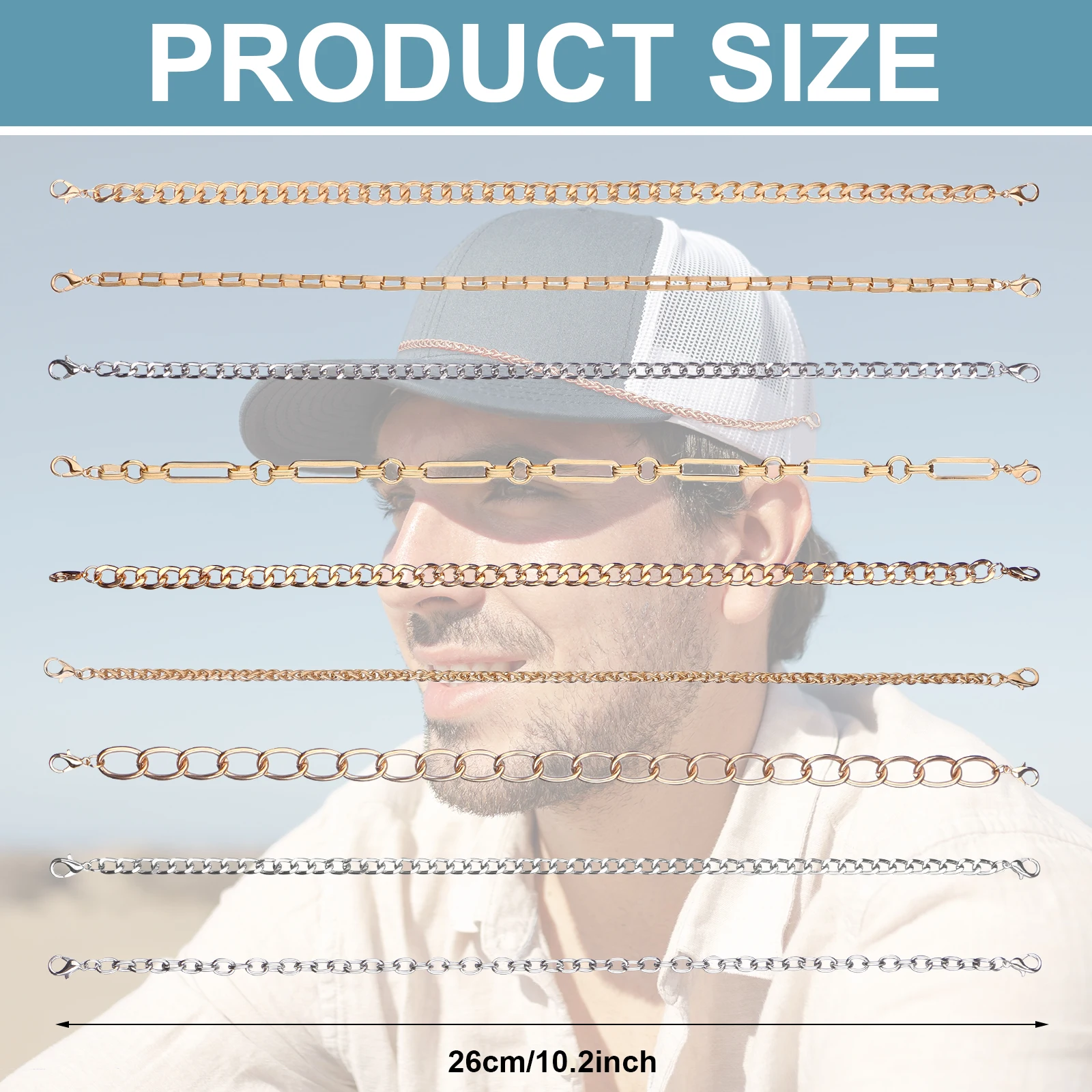 Detachable Hat Charms 9Pcs Trucker Hat Chains - Gold & Silver Metal ...