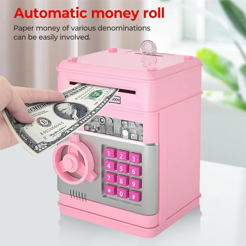 Mini ATM Machine Electronic Piggy Bank Safe Box Money Boxes For Children Digital Coins Cash Saving Safe Deposit Kid Xmas Gifts 4