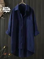 Elegant and Youth Woman Blouses Casual Home Cotton Linen Large Size Single Breasted Commuting Style Long Sleeved Shirt - Image 6