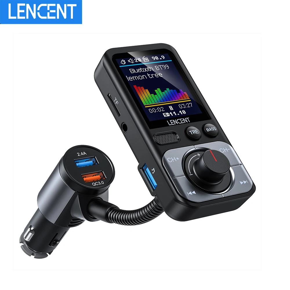 LENCENTFMTransmitterModulatorCarBluetooth50with2USBportsQC3