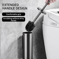 แปรงห้องน้ําคุณภาพสูงติดผนัง 304 สแตนเลสทําความสะอาดเครื่องมือไม่มีเจาะอุปกรณ์ห้องน้ํา WB8713 3