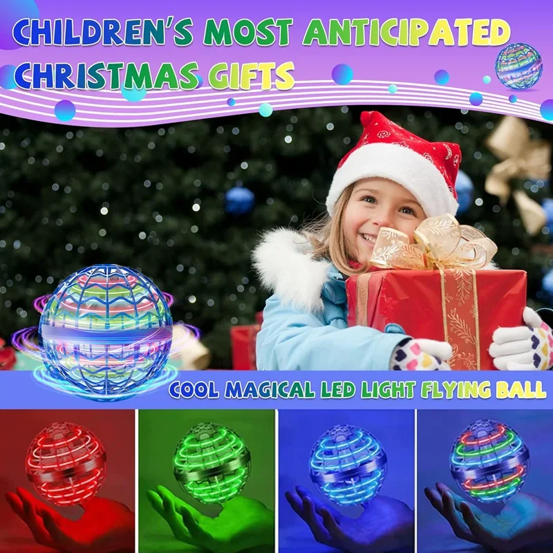 Original Patent LED Light Flying Ball Boomerang Drone Floating Ball Flying Ball Rotator Children's Toy Christmas Gift 6