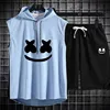 2024 Summer Mens Muscle Hoodie Vest Sleeveless Bodybuilding Gym Workout Fitness Shirt High Quality Vest Hip Hop Sweatshirt suit 5