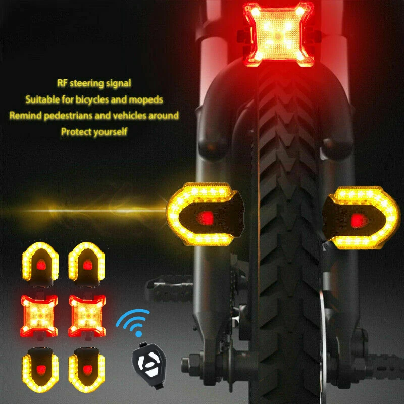 Clignotants De Vélo Avec Télécommande, Feu Arrière De Vélo, Lampe LED Rechargeable Usb Sans Fil Feu De Signalisation Arriere~p180008168