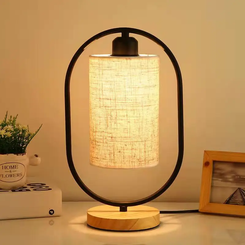 

Strange New Wooden Table Lamp Chinese Style Bedside Light LED Fabric Vintage Desk Lights for Living Room Study Room Decorative