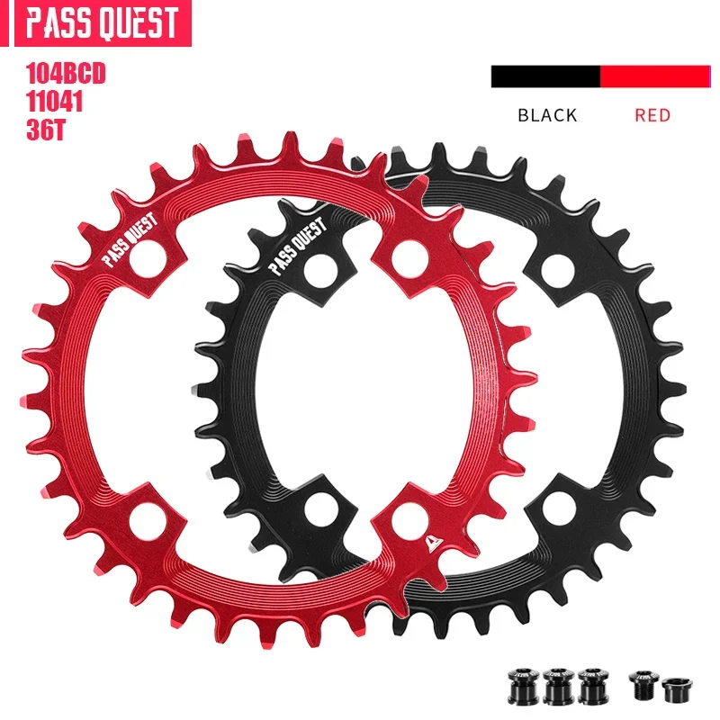 

PASS QUEST MTB Round 104BCD Chainring 7075-T651 Aluminum Alloy CNC Bcd Crown 104 32T/34T/36T/38T/40T/42T/44T/46T/48T Plate