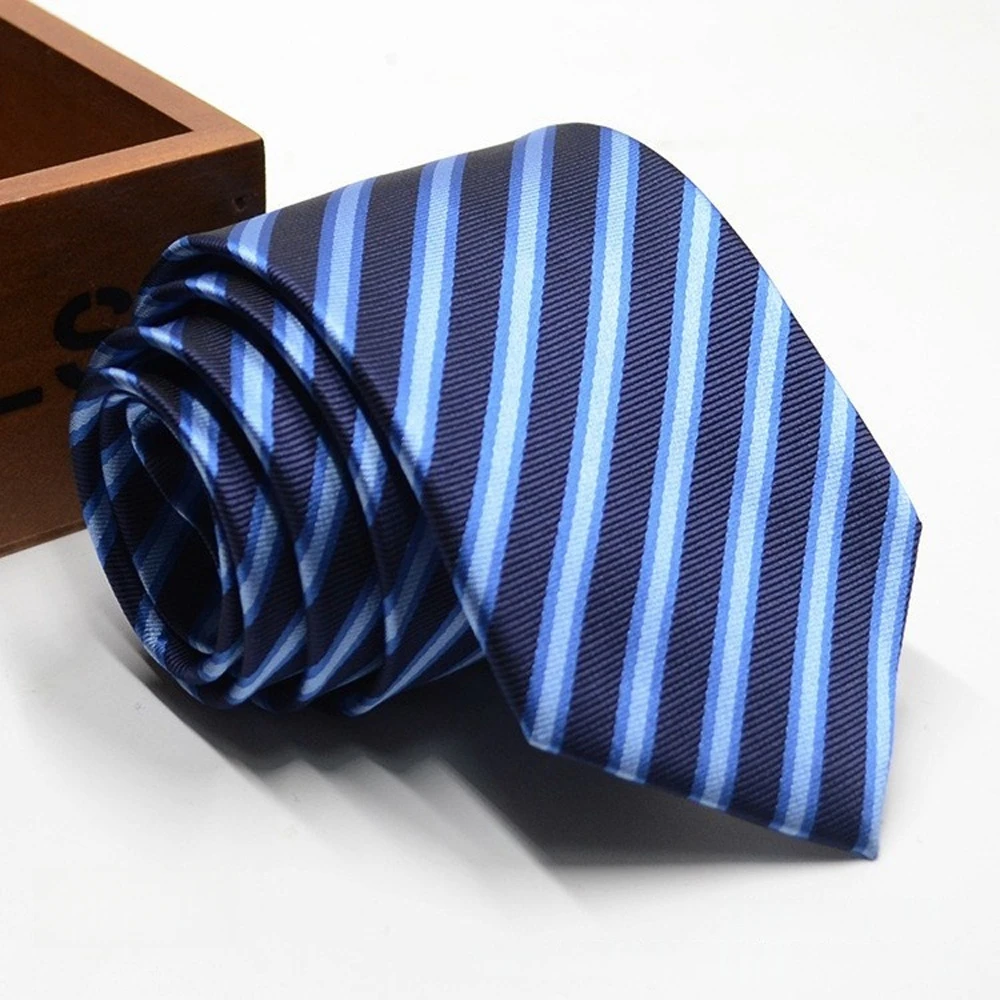 Classic Stripe Necktie - Business Formal Tie for Men 8cm Blue Black Pink Red