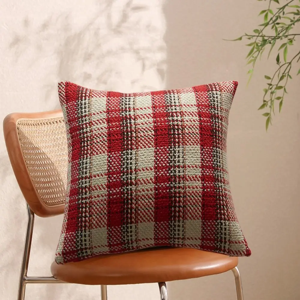Soft Knitted Christmas Plaid Pillowcase Classic Multiple Sizes Throw Pillowcover 45CM Square Cushion Cover Sofa/Bed