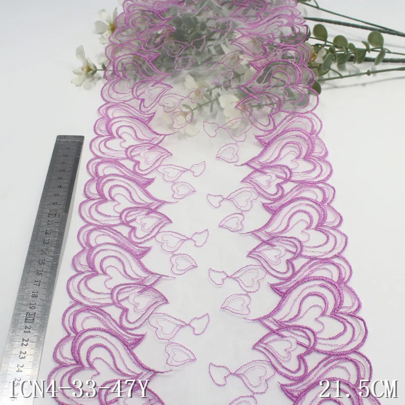 

19 ярдов, двусторонняя кружевная ткань с вышивкой в форме сердца, сетчатая ткань для шитья платья для девочек, аксессуары для одежды