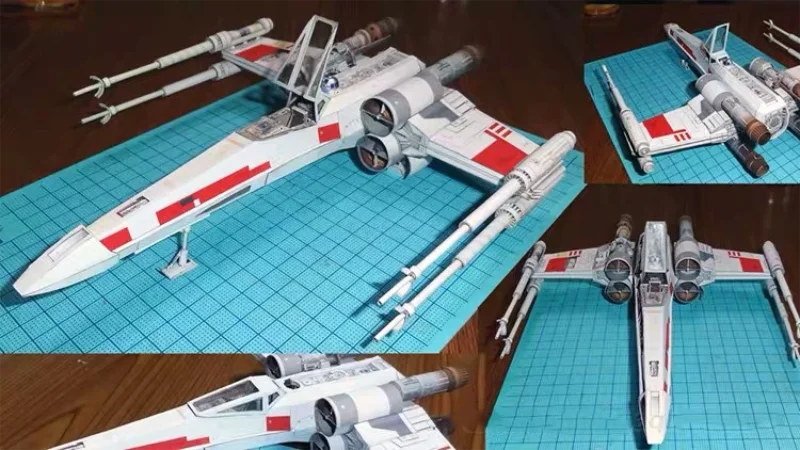 3d Paper Model Paper Jigsaw Puzzle Aircraft Paper Model Incom T-65 X-Wing Starfighter Handcraft Paper Model Kit Handmade Puzzles Toy Desktop Decor Movie Models Collection MINISO Disney