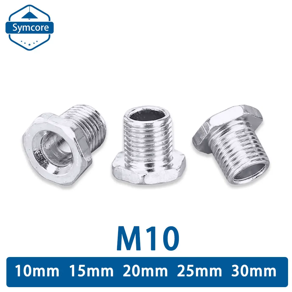 10Pcs M10*1.0mm Threaded Tube With Nut 10mm 15mm 20mm 25mm 30mm Screw Hollow Metal Pipe Teeth Lighting Accessories led lamp accessories hollow tube nut