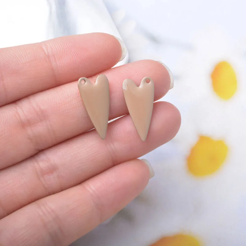 20pcs Copper Enamel Heart Charms