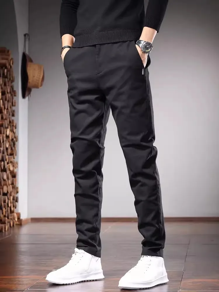 Autumn Casual Pants Men Suit Pants Fashion Korean Style Gray Slim Fit Straight Trousers