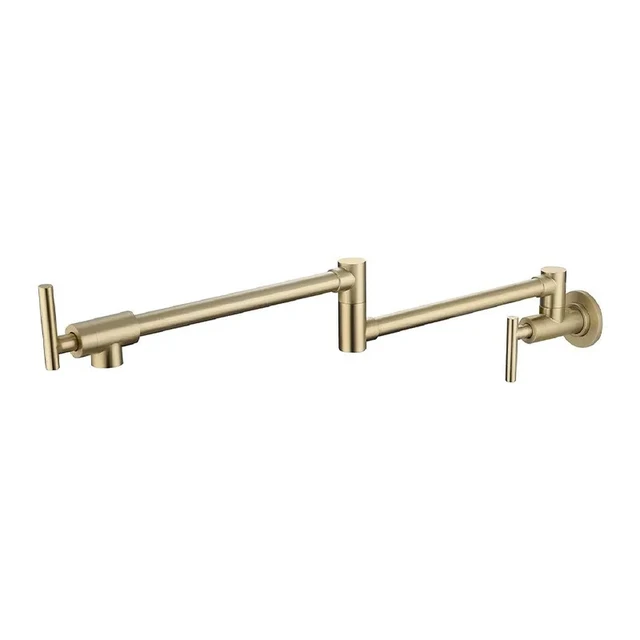 Brushed Gold Pot Filler Tap Wall Mounted Foldable Kitchen Faucet Single Cold Nickel Sink Tap Rotate Folding Spout Black SUS304 7