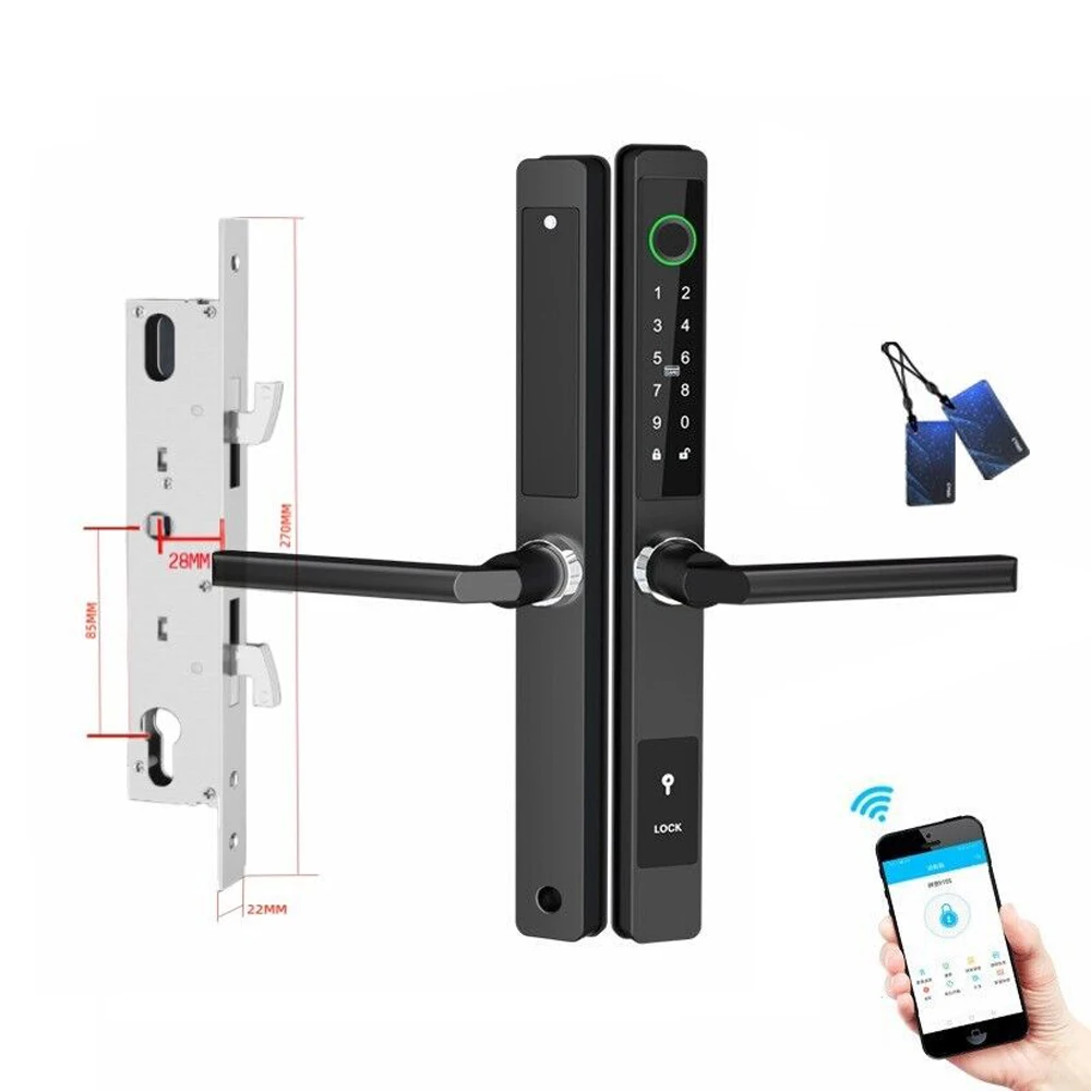 RH-DQ1 블랙 지문+숫자 패드+RFID 카드+앱(좁은 측면 슬라이딩 도어 및 폴리오 도어 잠금장치)（RH-DQ1 블랙）