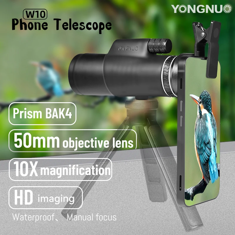 Yongnuo W10 10X HD Mobile Phone Telescope Outdoor Photography HD-Compatible Imaging Mobile Phone External Camera For Smartphones