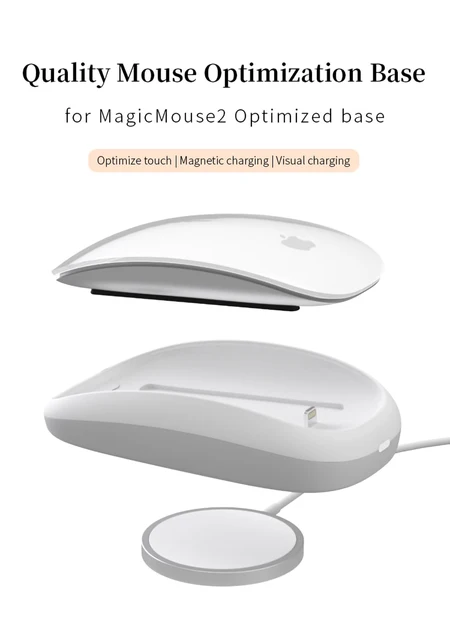 MouseBase Ergonomic Base for Apple Magic Mouse 2, Increased Comfort and  Control (Light Gray, Clip-On, v2)